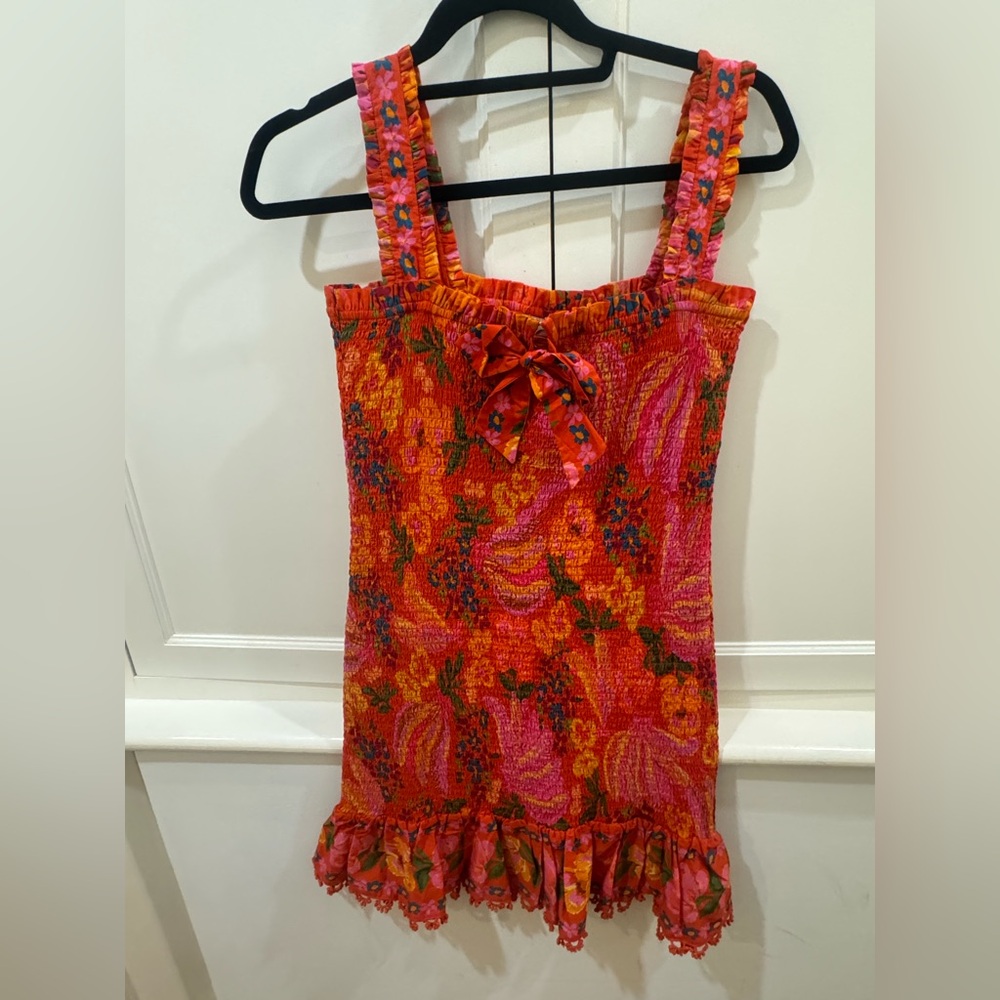 Farm Rio Red Spring Banana vacation dress, S
